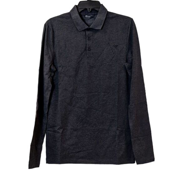 ASOS Design Mens Size Medium Black Medium Wash Long Sleeve Collared Polo Shirt - Picture 1 of 8